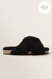 Shearling Crossover Slide  Black  hi-res