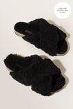 Shearling Crossover Slide  Black  hi-res