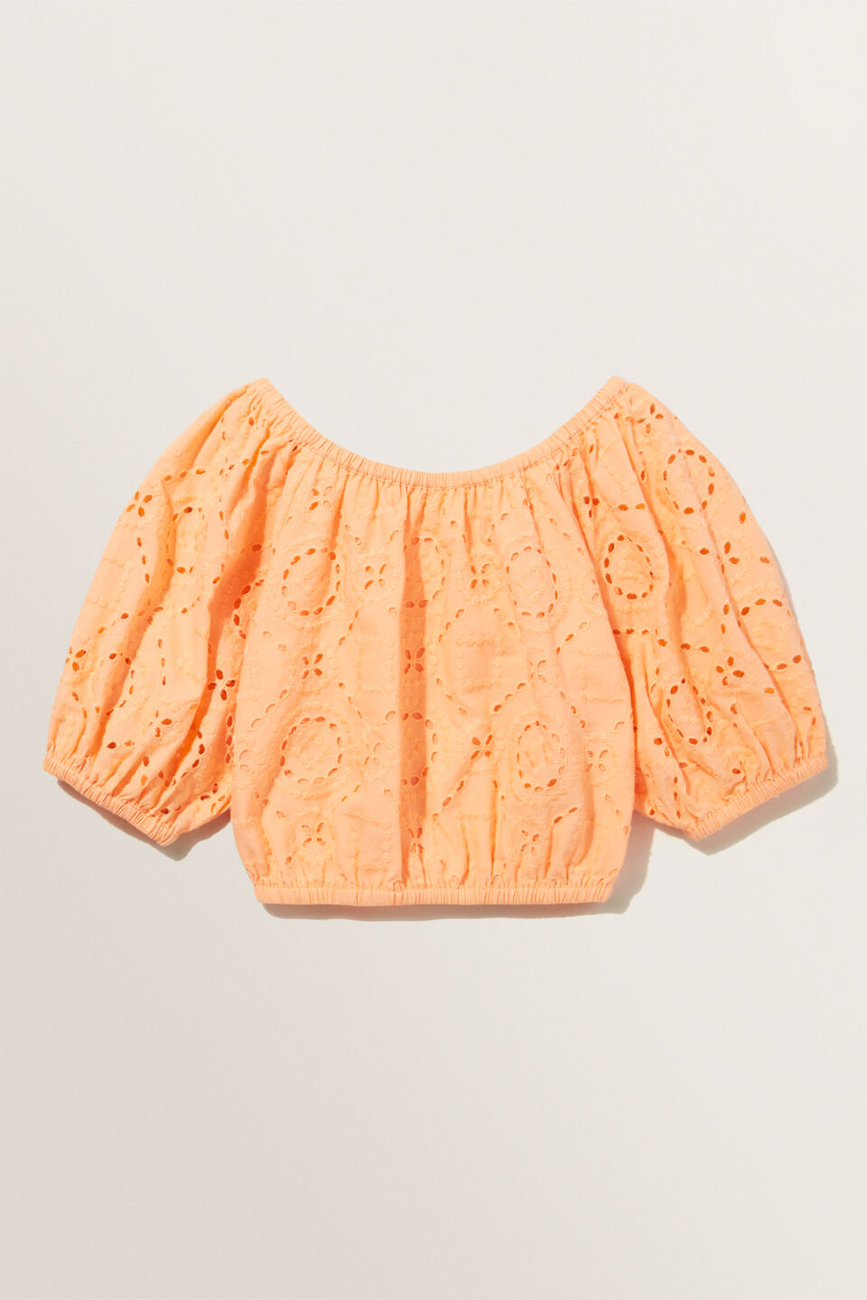 Geo Cutwork Top  Apricot