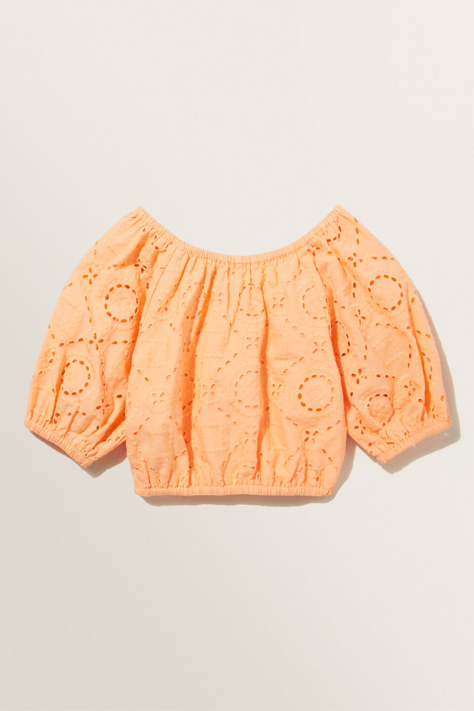 Geo Cutwork Top  Apricot