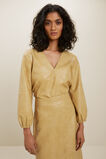 Vegan Leather V Neck Blouse  Fawn  hi-res