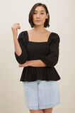 Shirred Bodice Top  Black  hi-res