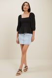Shirred Bodice Top  Black  hi-res