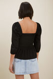 Shirred Bodice Top  Black  hi-res