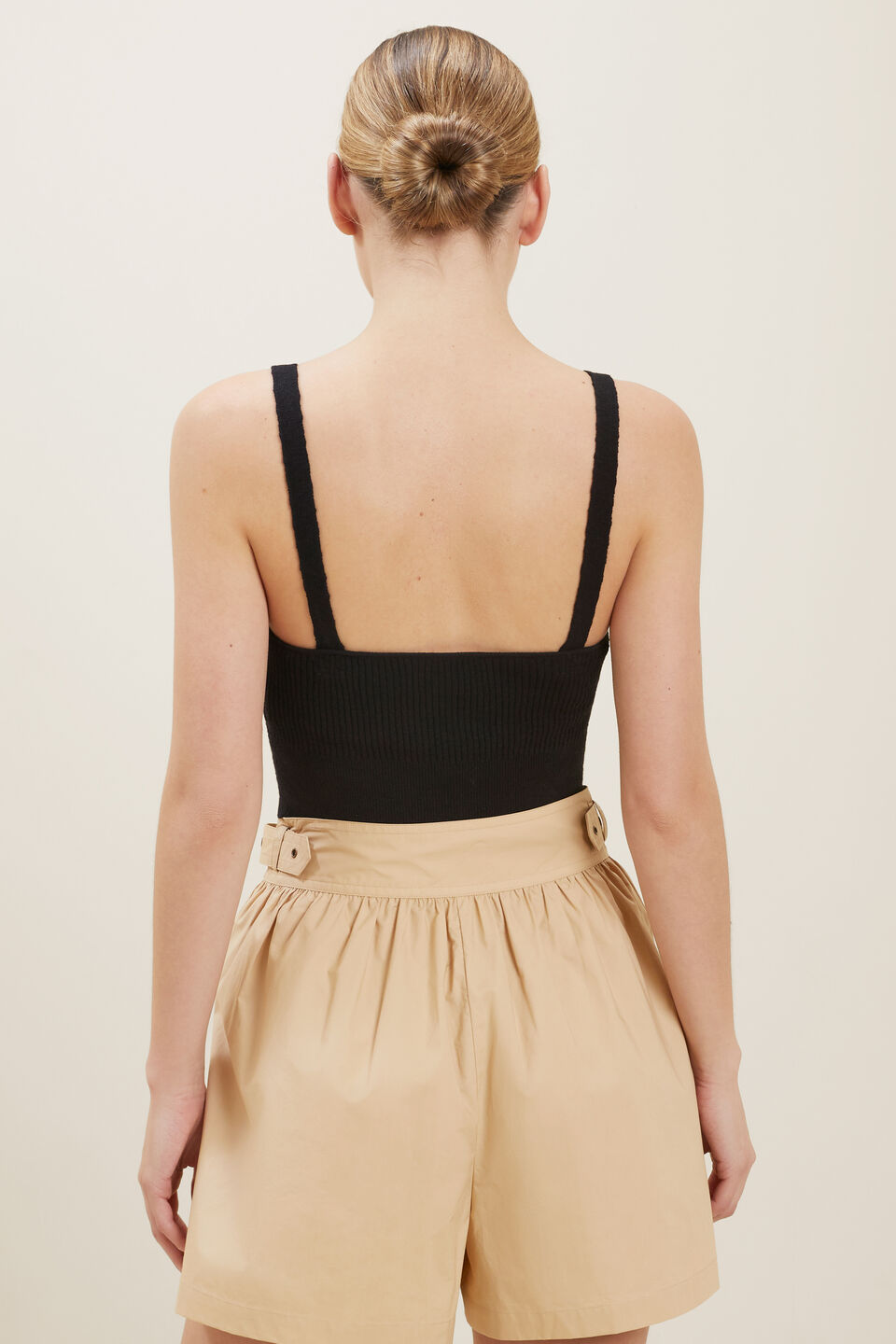 Boucle Knit Crop Top  Black