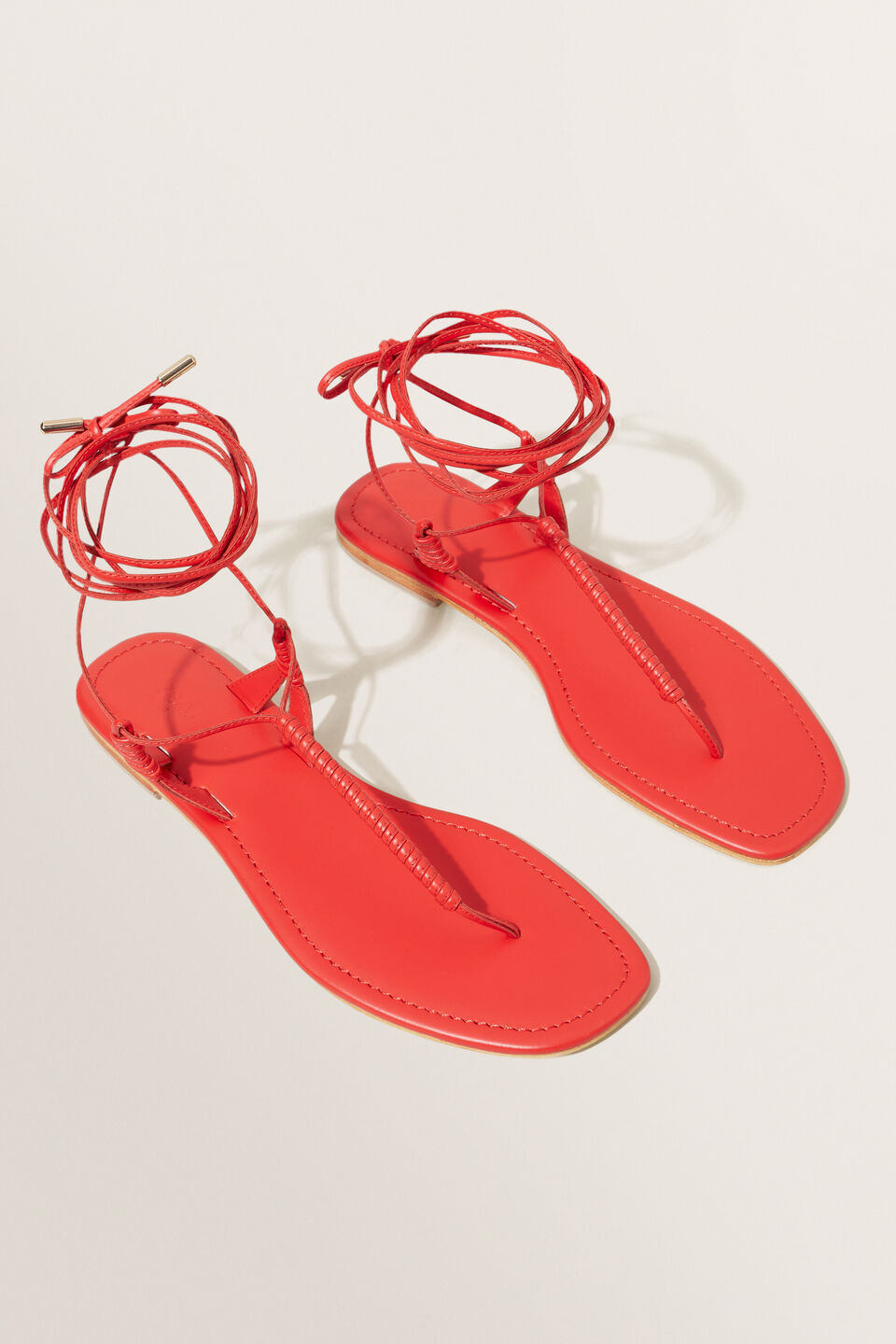 Nova Leather Tie Up Sandal  Chilli Red