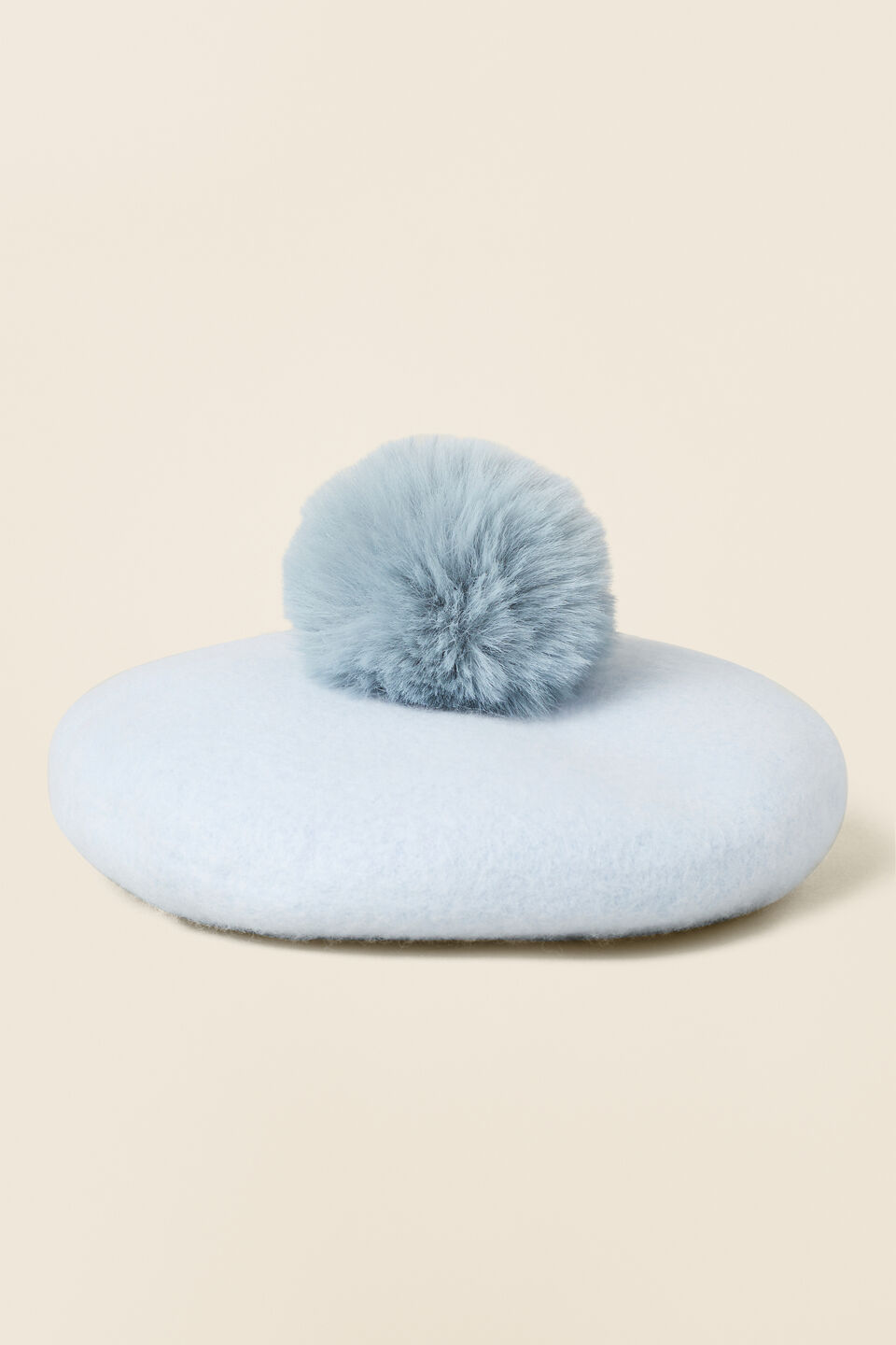 Pom Pom Beret  Baby Blue