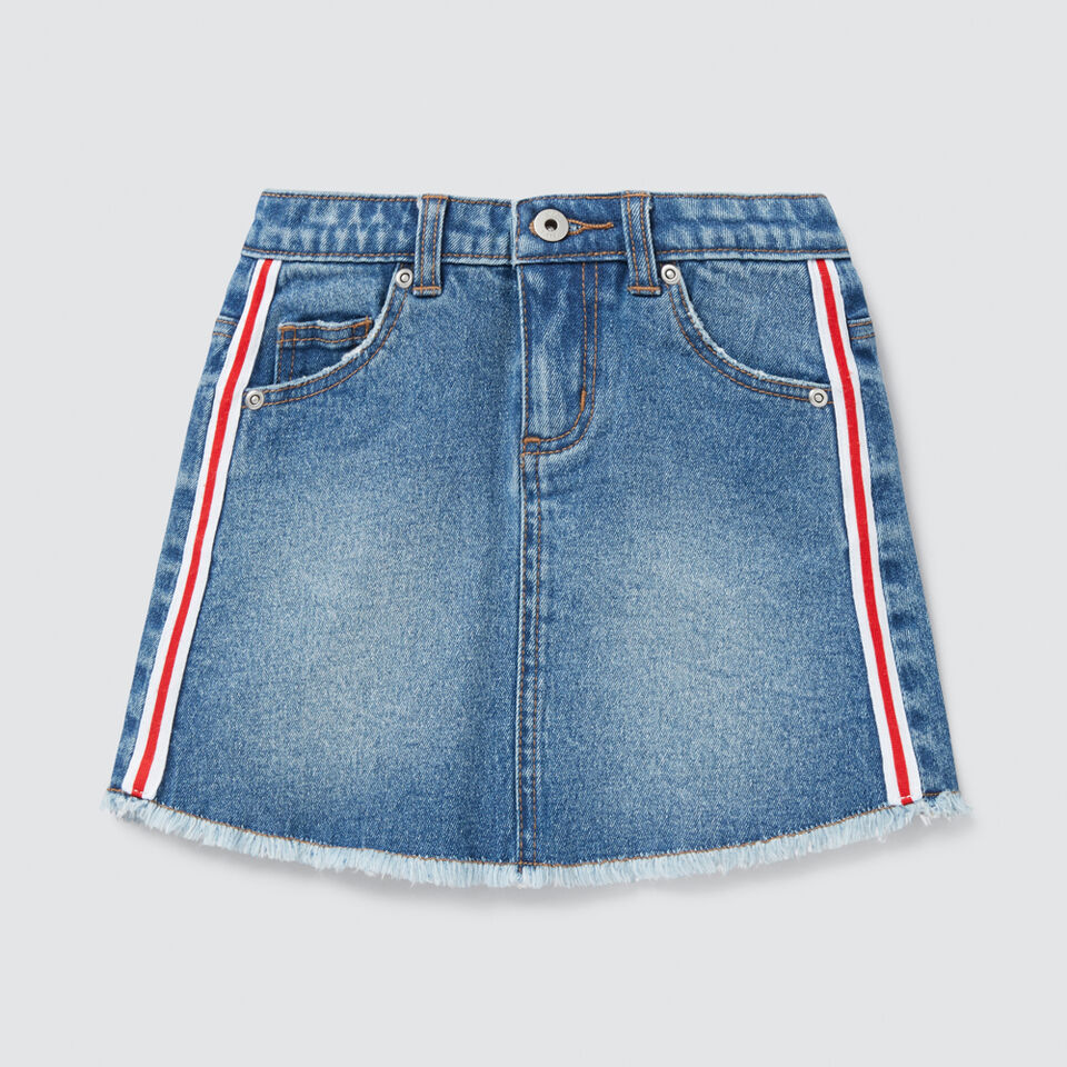 Side Stripe Denim Skirt  