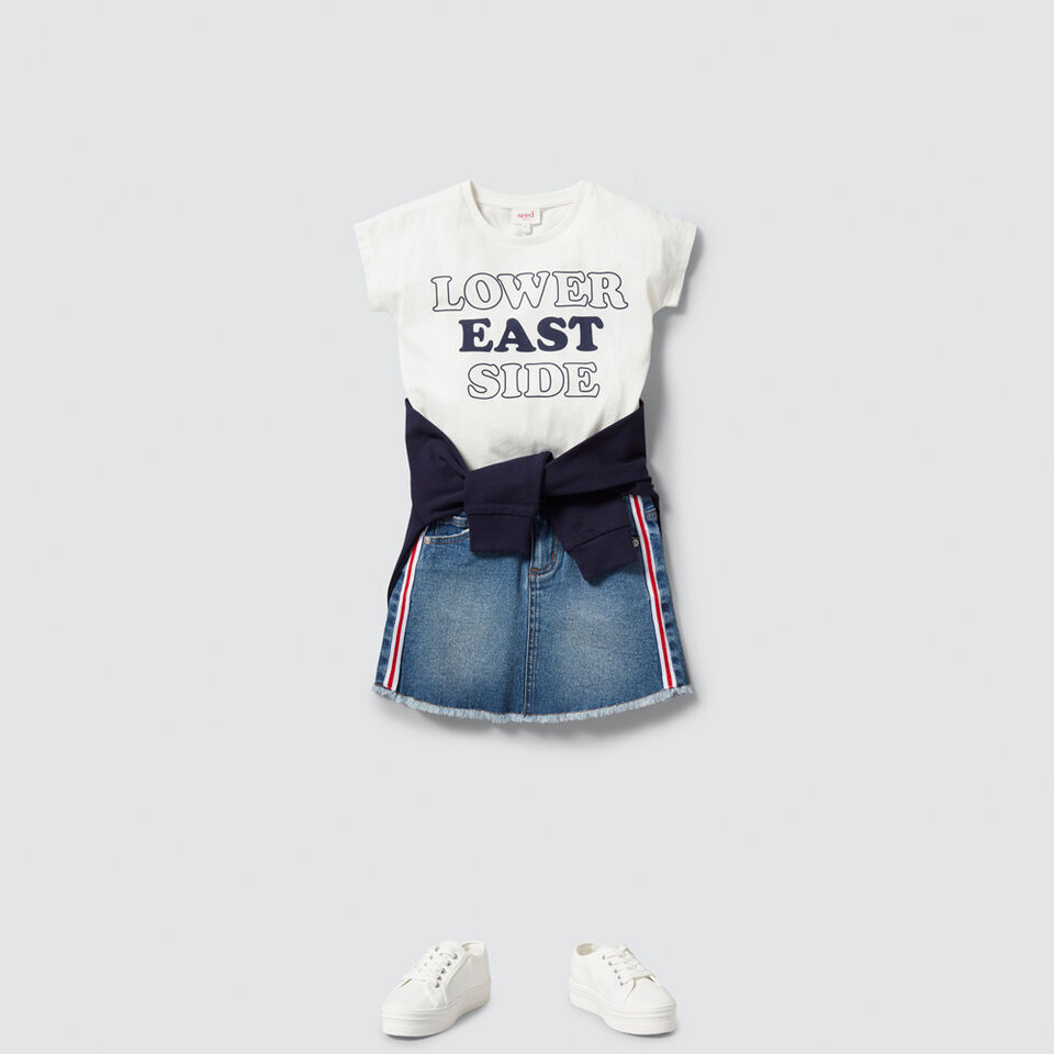 Side Stripe Denim Skirt  