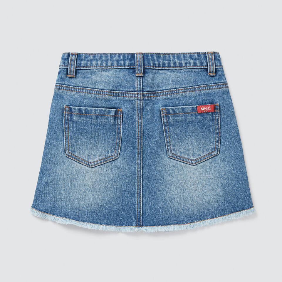 Side Stripe Denim Skirt  