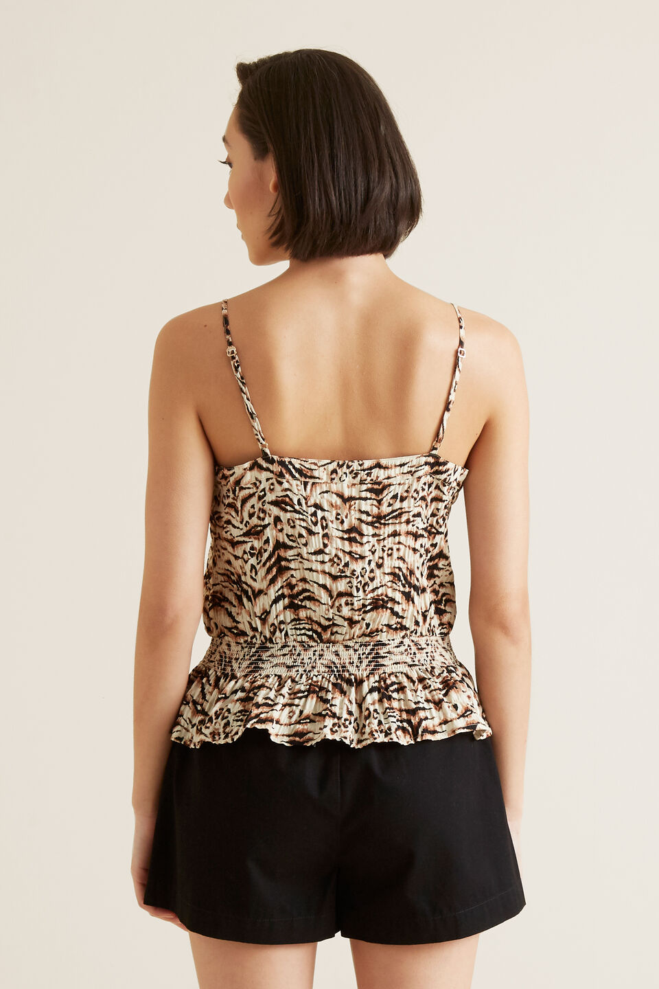 Shirred Waist Animal Cami  Animal Print