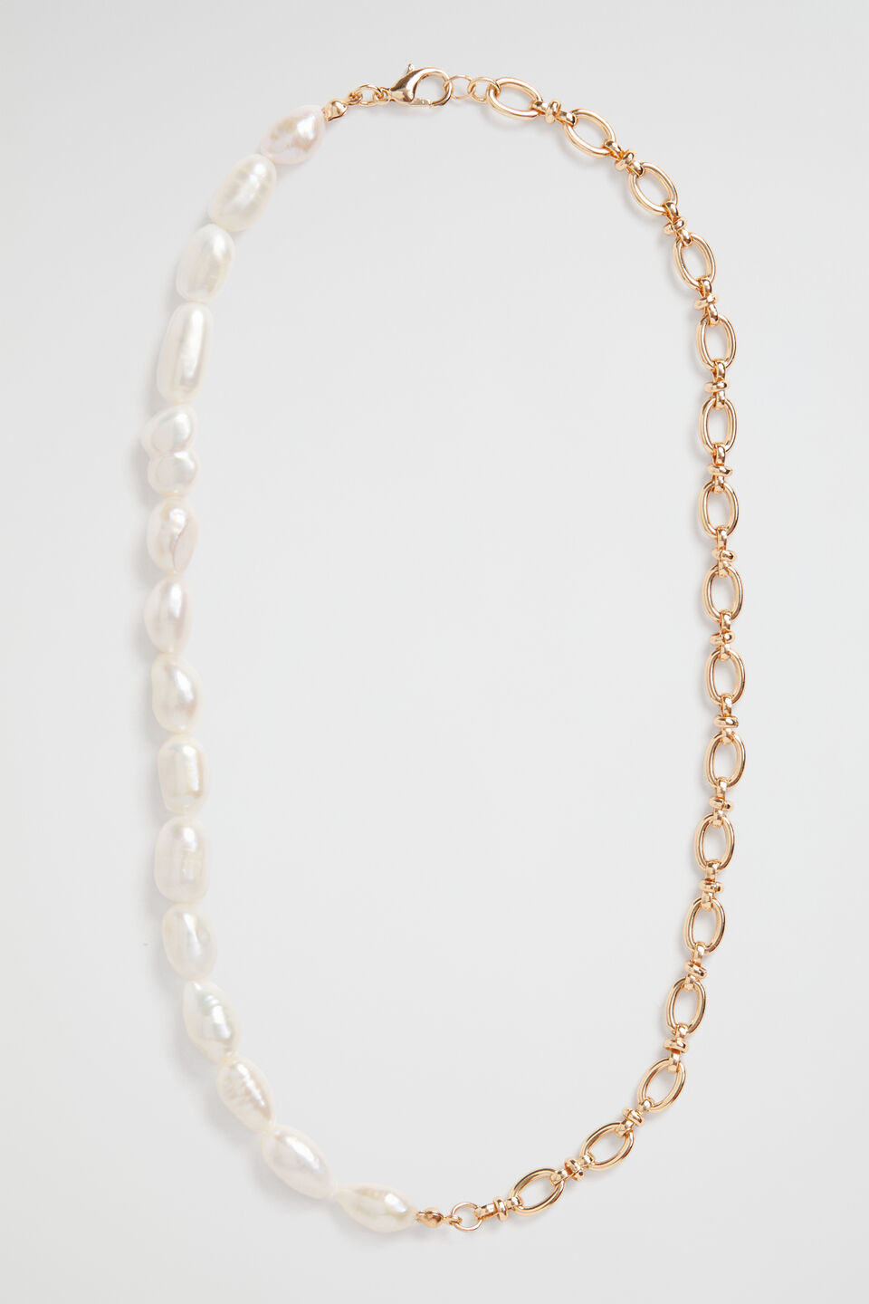Pearl Chain Necklace  Gold