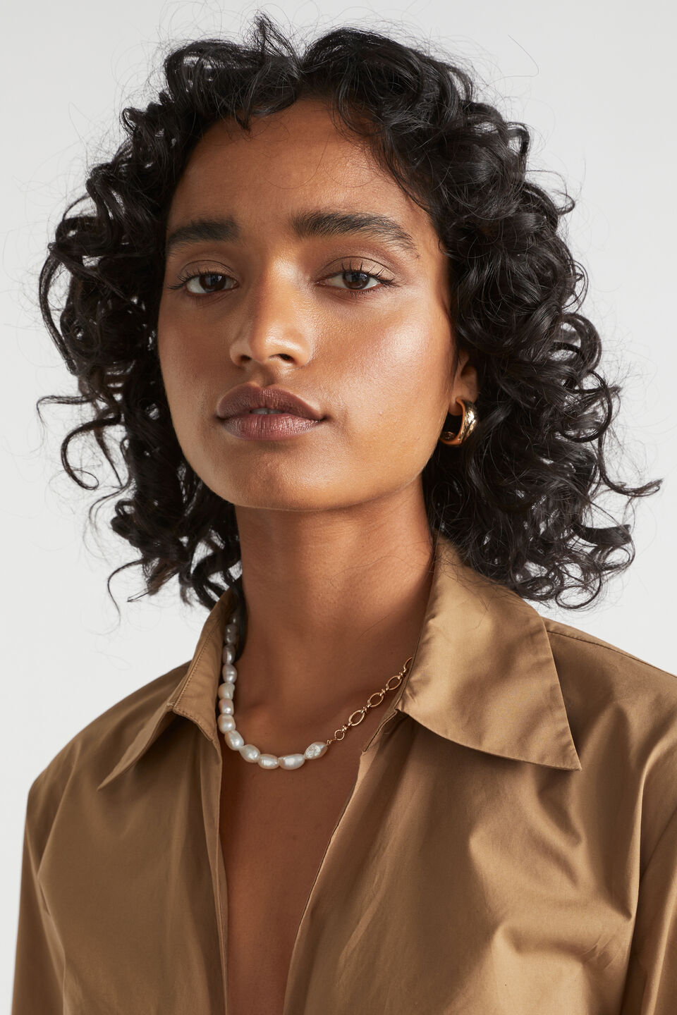 Pearl Chain Necklace  Gold