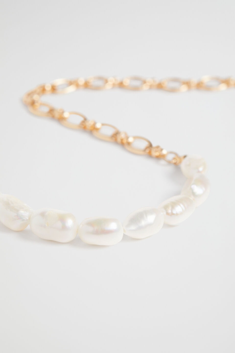 Pearl Chain Necklace  Gold