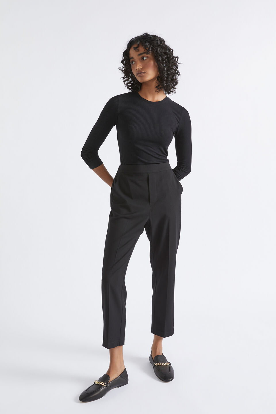 Slim Leg Elasticated Pant  Black