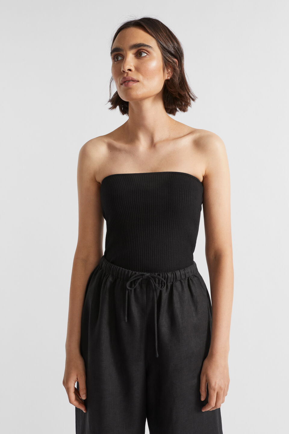 Rib Strapless Bodice  Black
