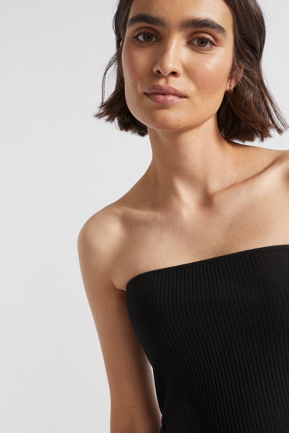 Rib Strapless Bodice  Black