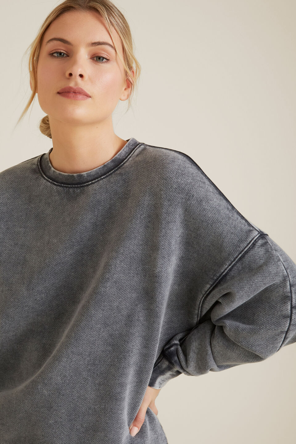 Acid Wash Terry Sweater  