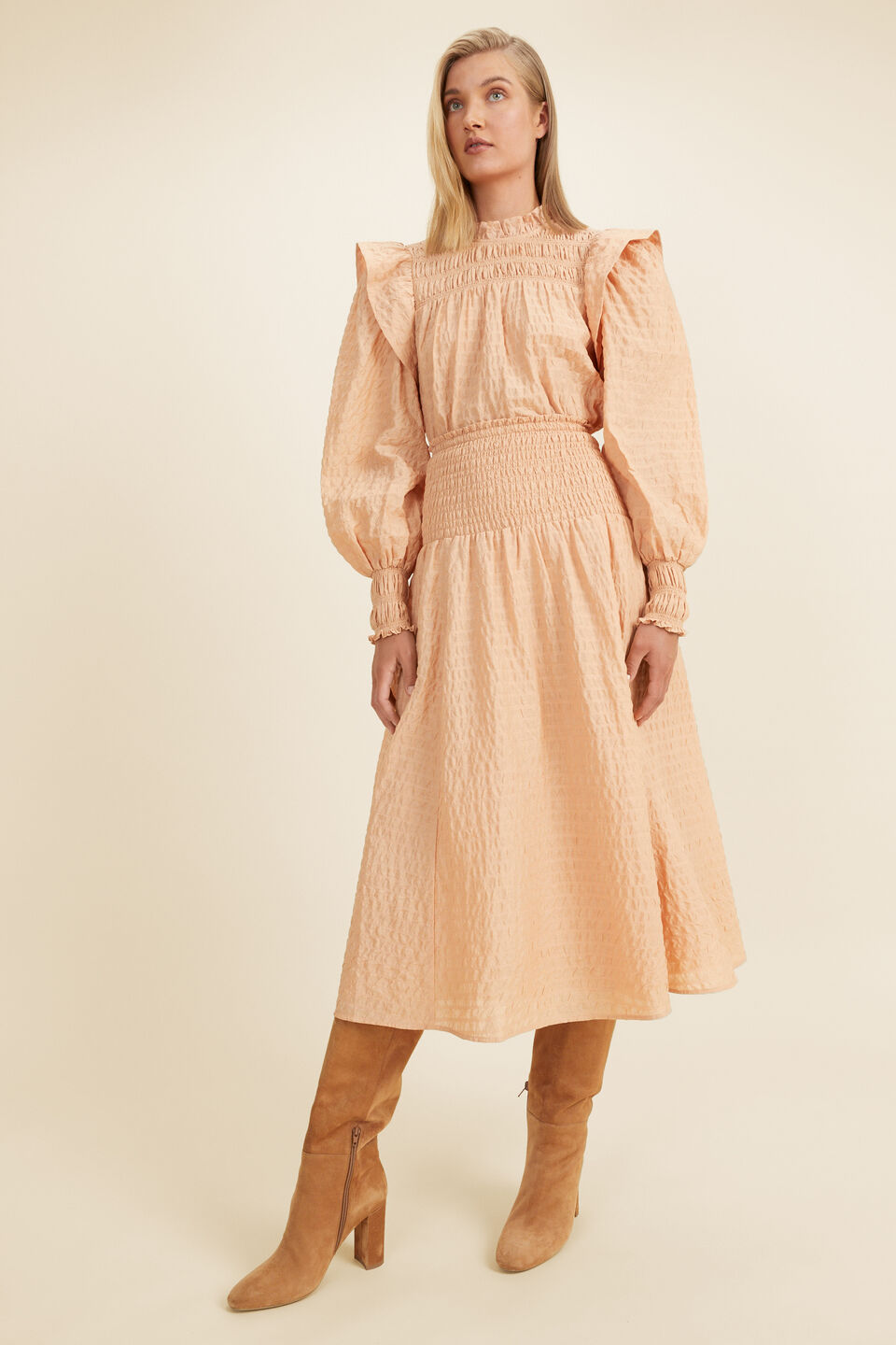 Textured Frill Top  Light Ginger