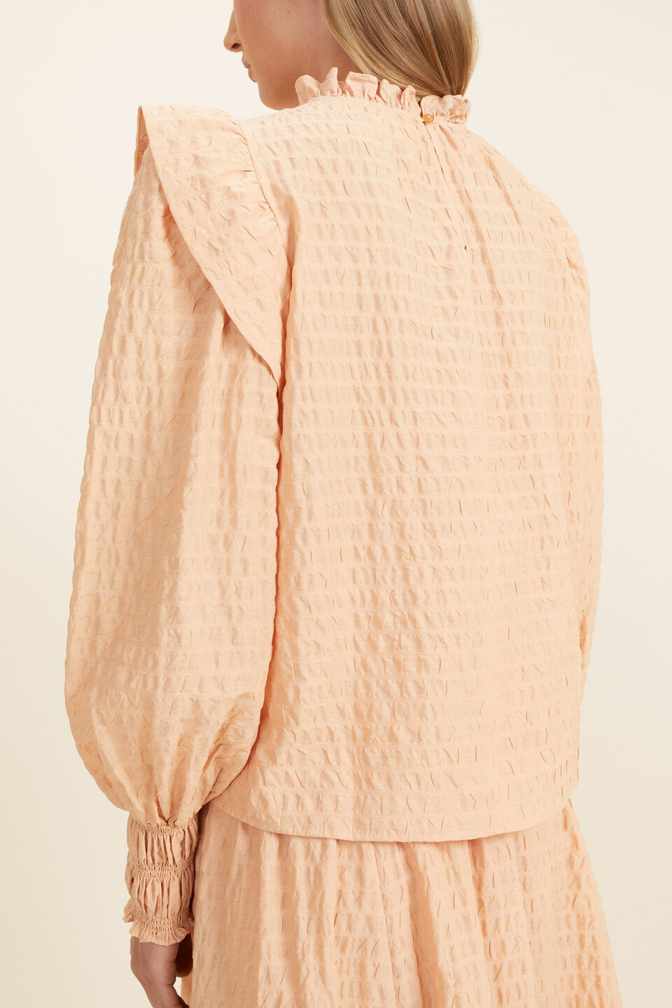 Textured Frill Top  Light Ginger