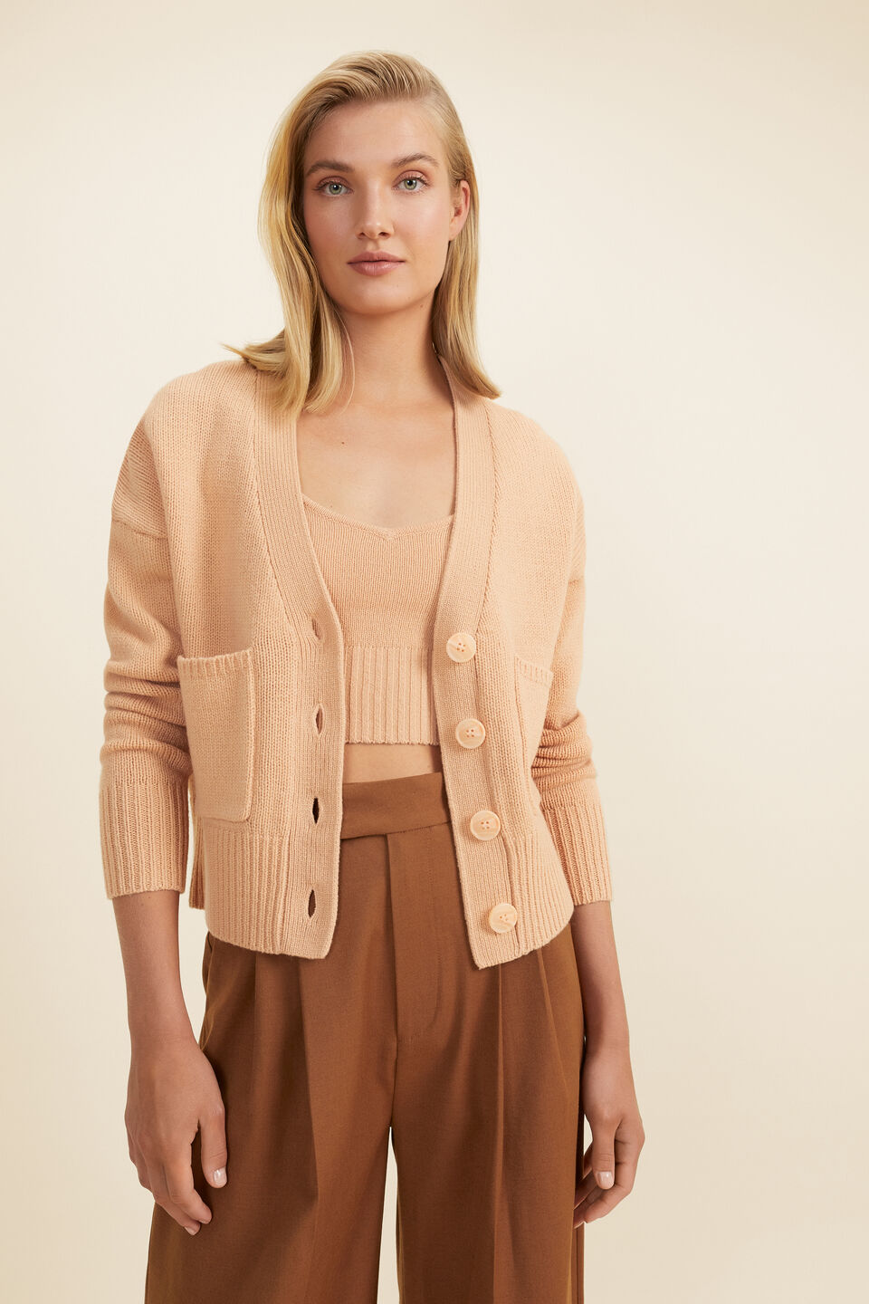Merino Wool Cardigan  Light Ginger