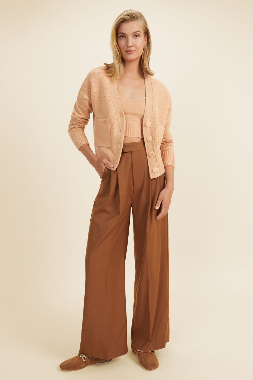 Merino Wool Cardigan  Light Ginger