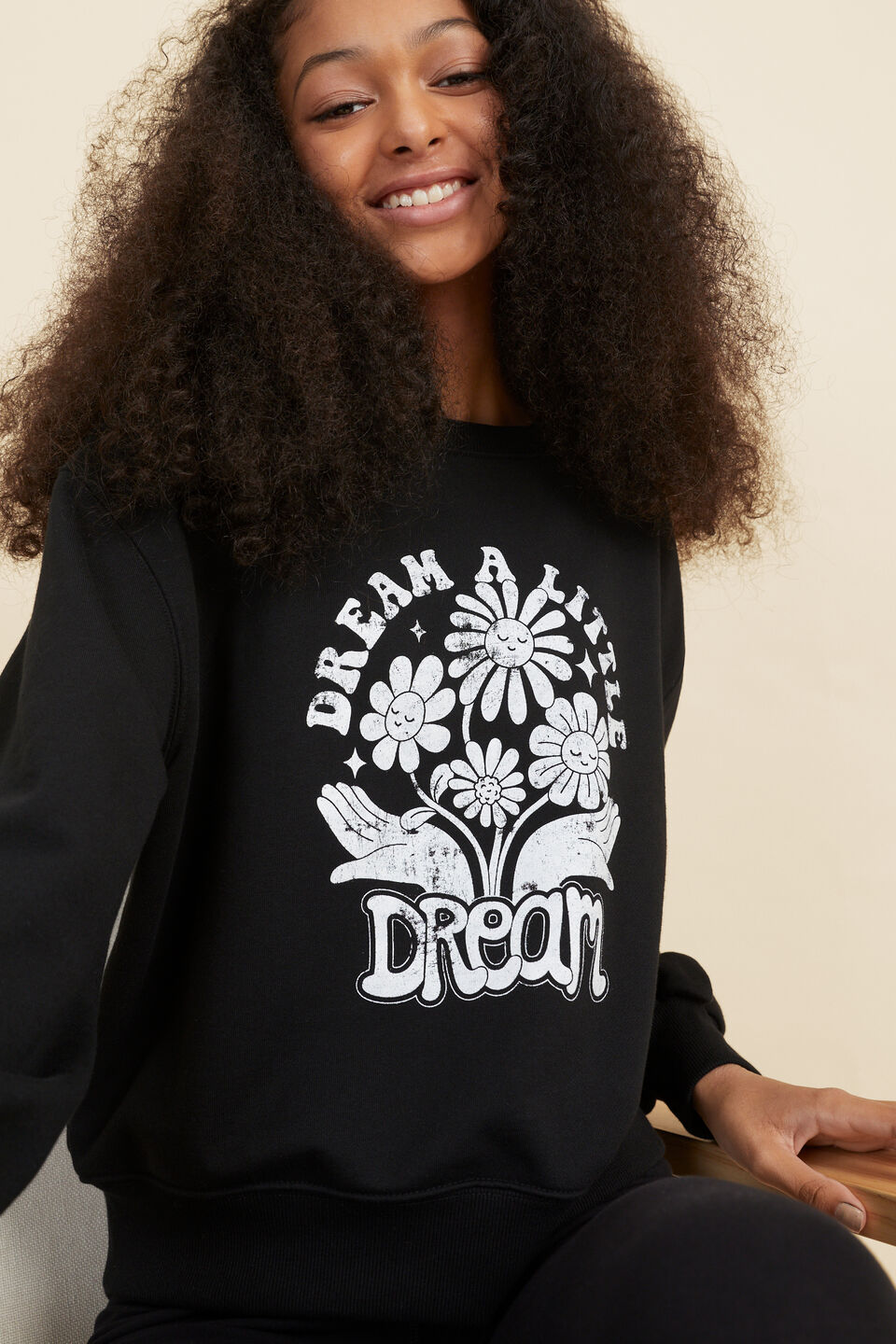 Vintage Washed Sweat  Black