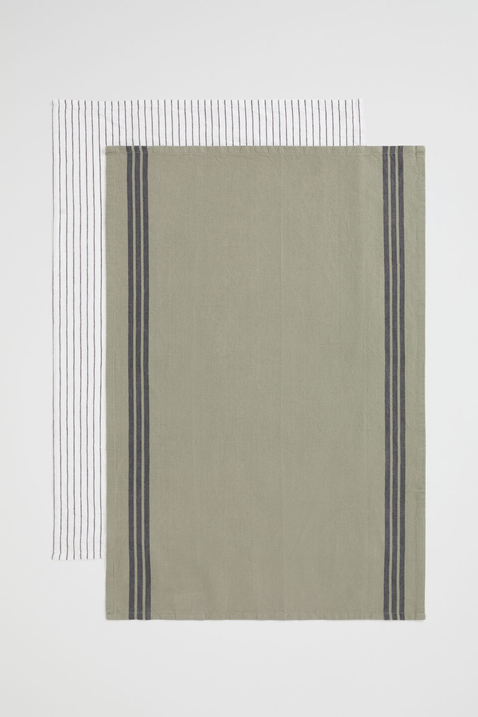 Stripe Tea Towel Set of 2  Olive