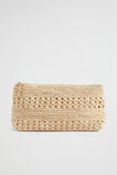 Logo Straw Woven Clutch  Natural  hi-res