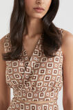 Floral Geo Tie Top  Auburn Brown Retro  hi-res