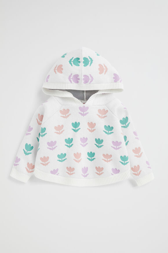 Floral Knit Poncho  Canvas  hi-res