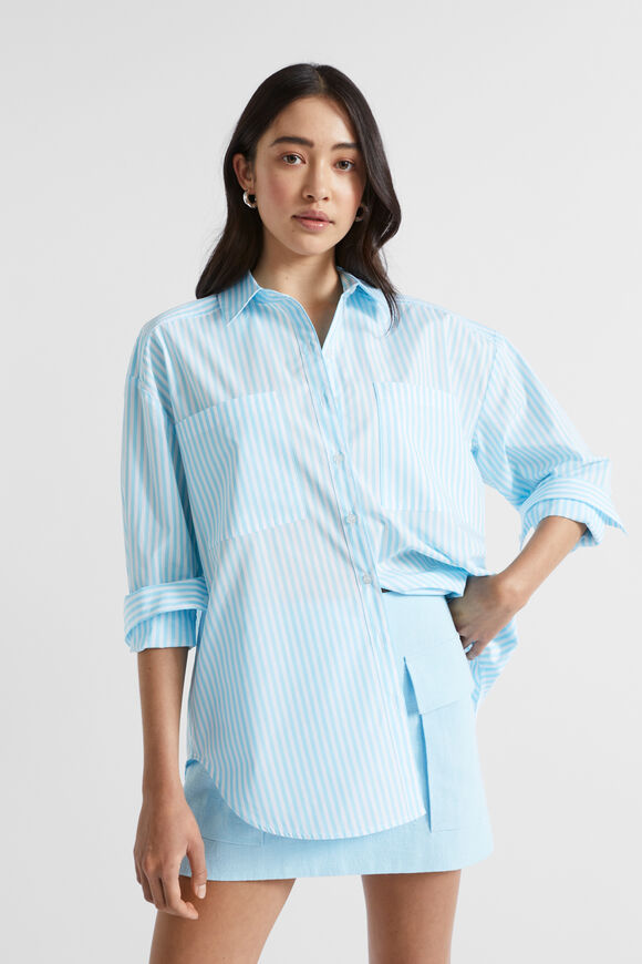 Stripe Pocket Front Shirt  Shimmer Blue Stripe  hi-res