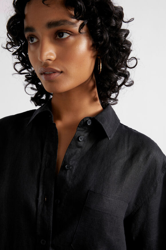 Core Linen Boyfriend Shirt  Black  hi-res