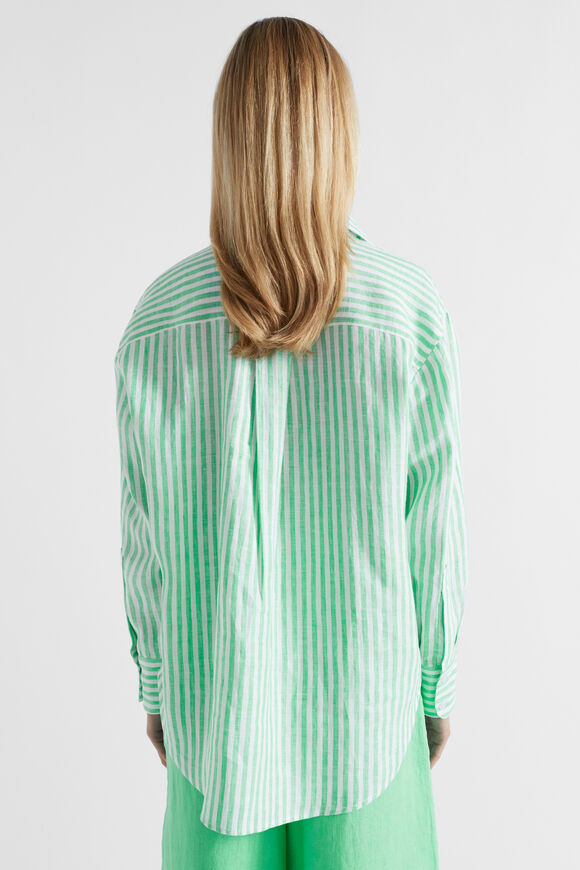 Core Linen Boyfriend Shirt  Key Lime Stripe  hi-res