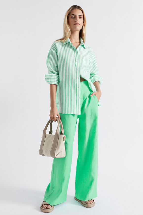 Core Linen Boyfriend Shirt  Key Lime Stripe  hi-res