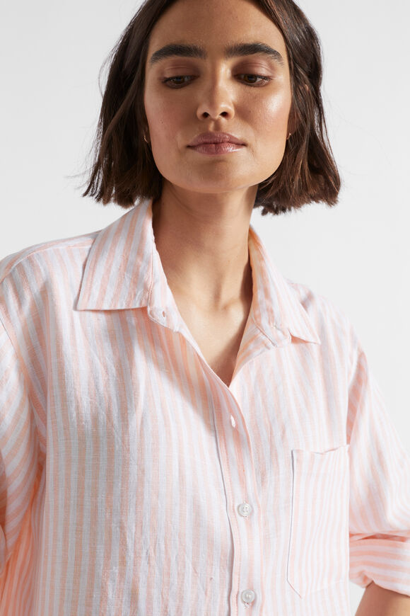 Core Linen Boyfriend Shirt  Tulip Pink Stripe  hi-res