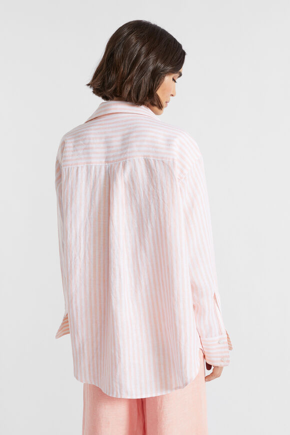 Core Linen Boyfriend Shirt  Tulip Pink Stripe  hi-res