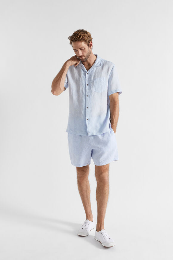 Linen Short Sleeve Shirt  Light Blue Crossdye  hi-res