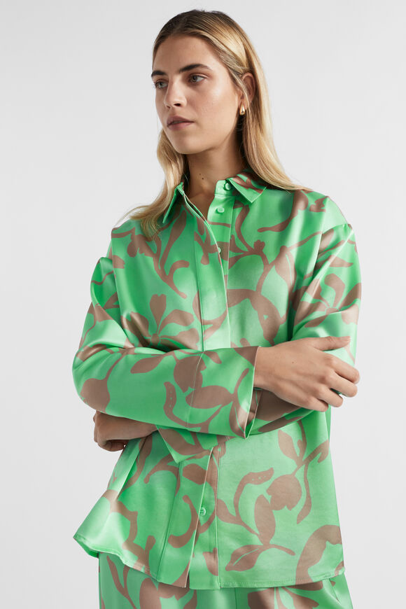 Satin Floral Shirt  Key Lime Floral  hi-res