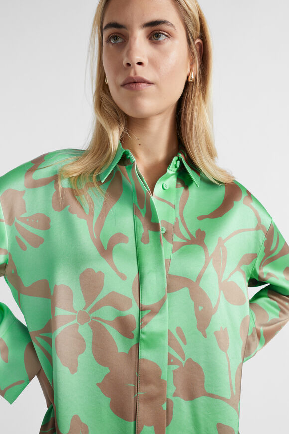 Satin Floral Shirt  Key Lime Floral  hi-res