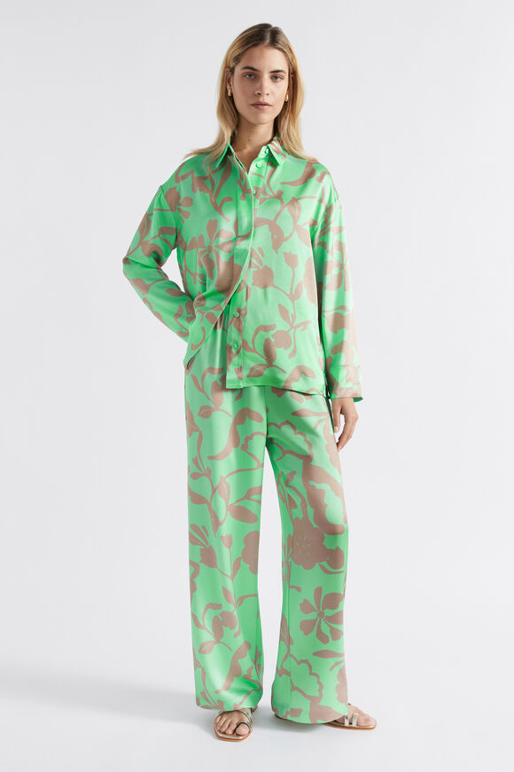 Satin Floral Shirt  Key Lime Floral  hi-res