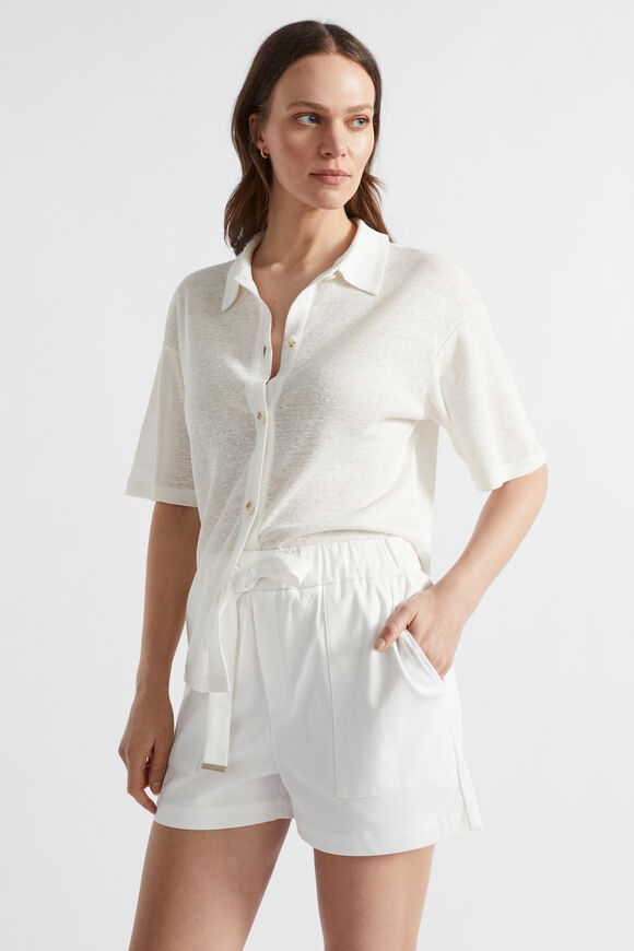 Linen Polo Shirt  Cloud Cream  hi-res