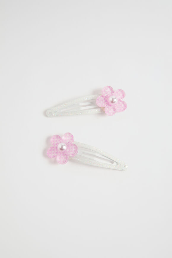 Gingham Pearl Flower Snaps  Multi  hi-res