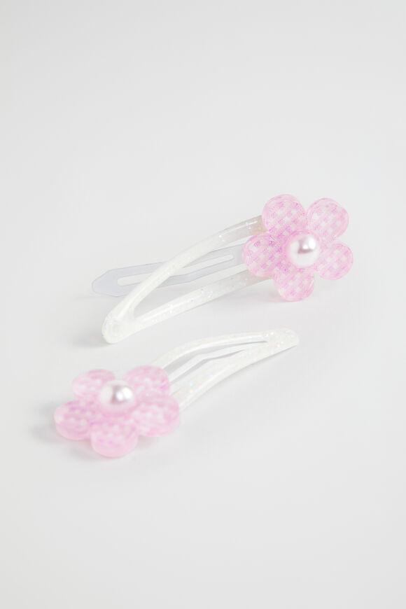 Gingham Pearl Flower Snaps  Multi  hi-res