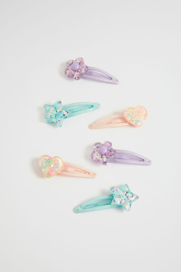 Glitter Resin Heart and Star Snap Pack  Multi  hi-res