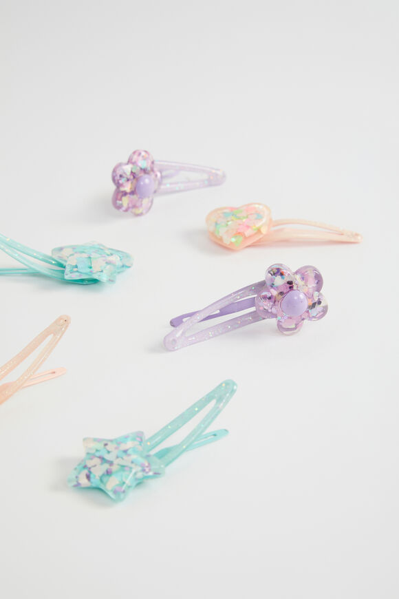 Glitter Resin Heart and Star Snap Pack  Multi  hi-res