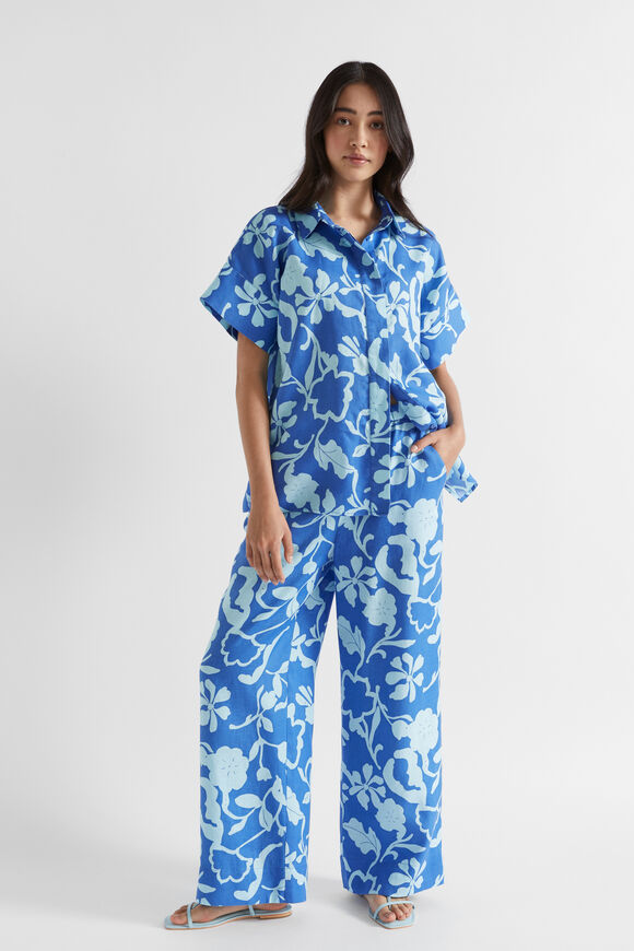 Linen Floral Shirt  Deep Ocean Floral  hi-res