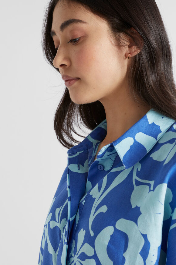 Linen Floral Shirt  Deep Ocean Floral  hi-res