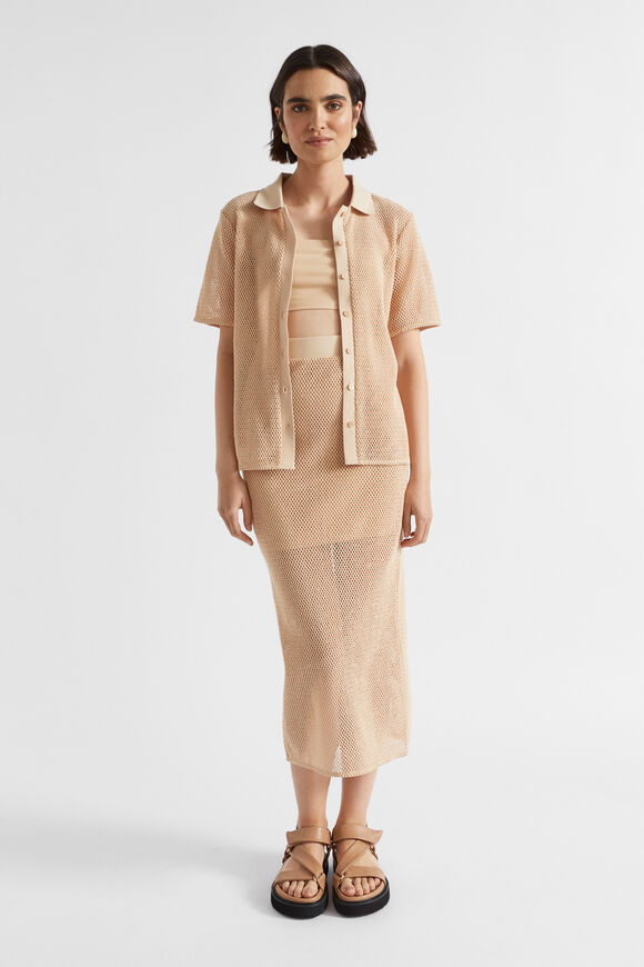 Mesh Short Sleeve Shirt  Soft Wheat  hi-res