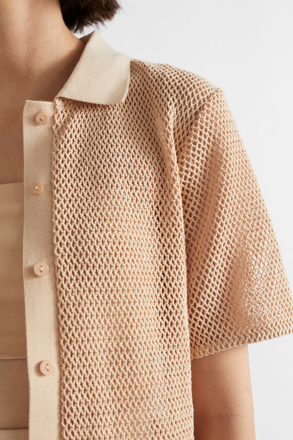 Mesh Short Sleeve Shirt  Soft Wheat  hi-res